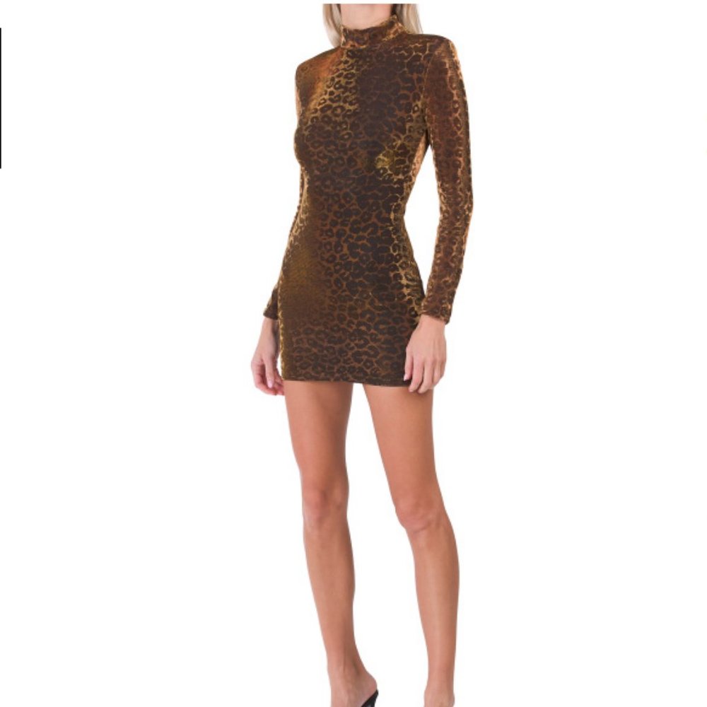 DRESS THE POPULATION Mock Neck Bodycon Dress